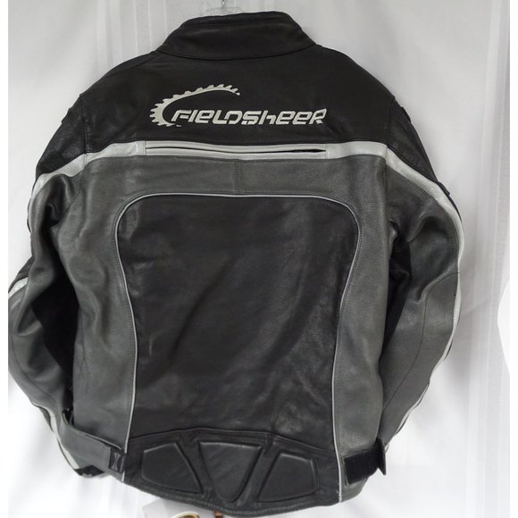 Fieldsheer Padded Black/Grey Leather Padded Motorcycle Jacket Track Pad II Sz 10 - Picture 7 of 7